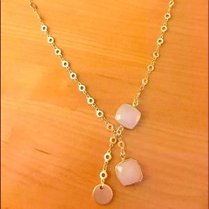 Handmade 18” necklace White Bezeled glass